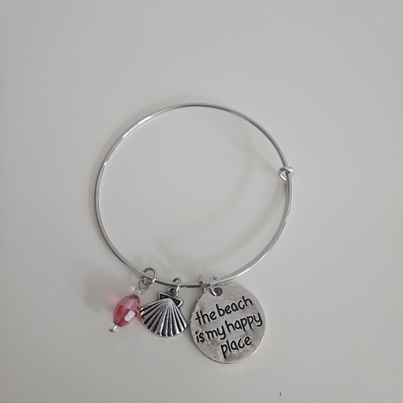 Jewelry - NWT "Beach is My Happy Place" Wire Bangle Bracelet